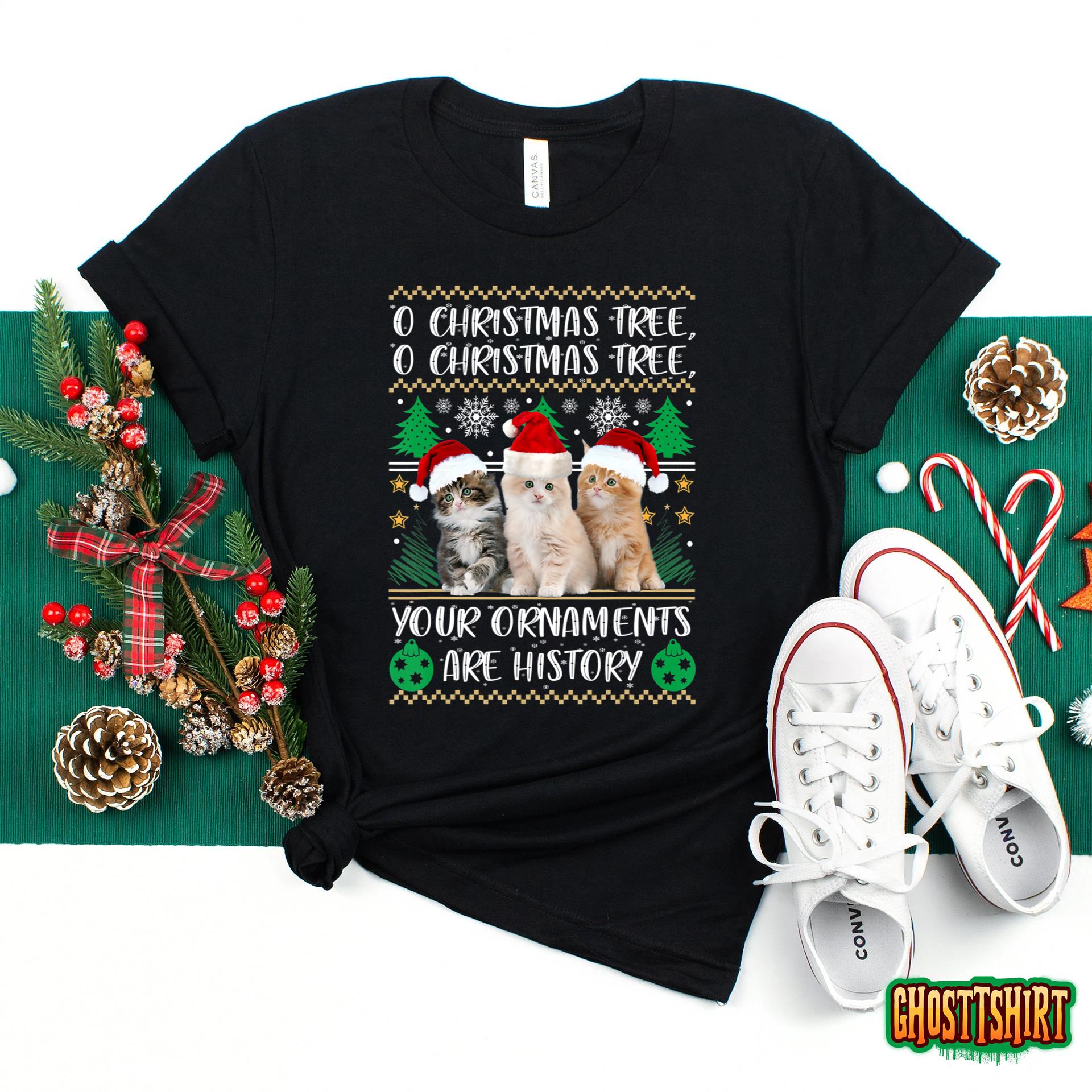 Cats Christmas Shirt Funny Ornaments Pajama Family Matching Sweatshirt