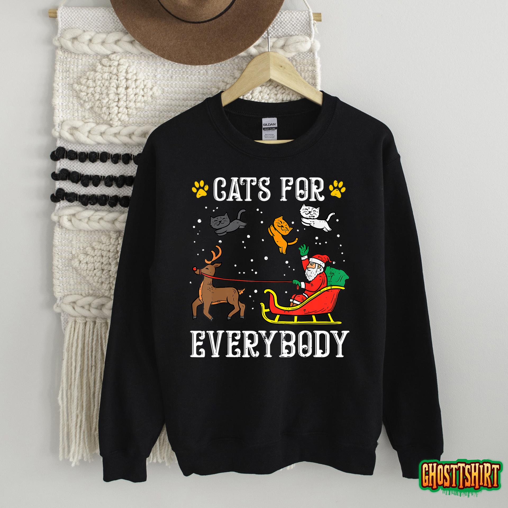 Cats For Everybody Santa Funny Christmas PJs Xmas Sweatshirt