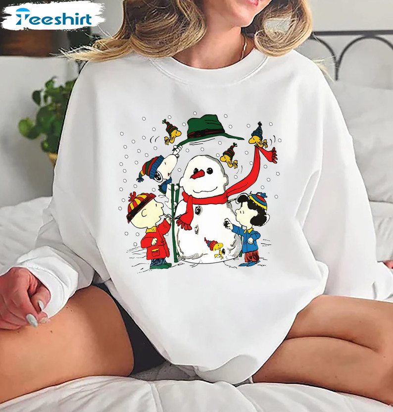 Charlie Brown Snowman Shirt – Snoopy Dog Christmas Unisex T-shirt Sweater