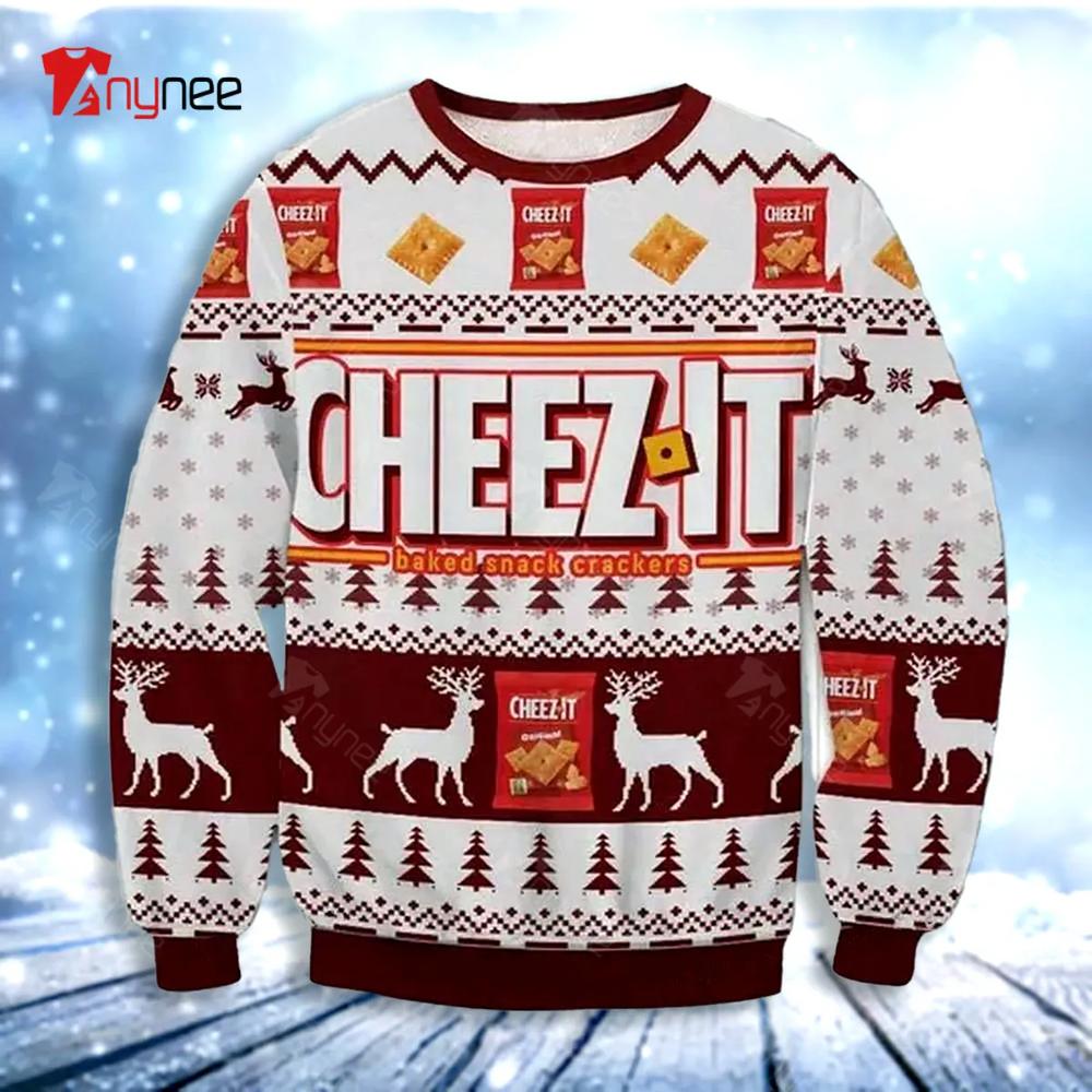 Cheez It Baked Snack Crackers Ugly Christmas Sweater- Best Christmas Gifts 2023