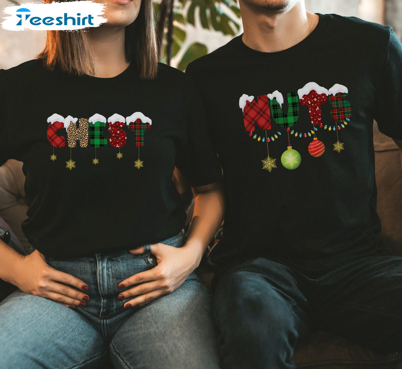 Chest And Nuts Couples Christmas T Shirt, Couples Christmas Anniversary