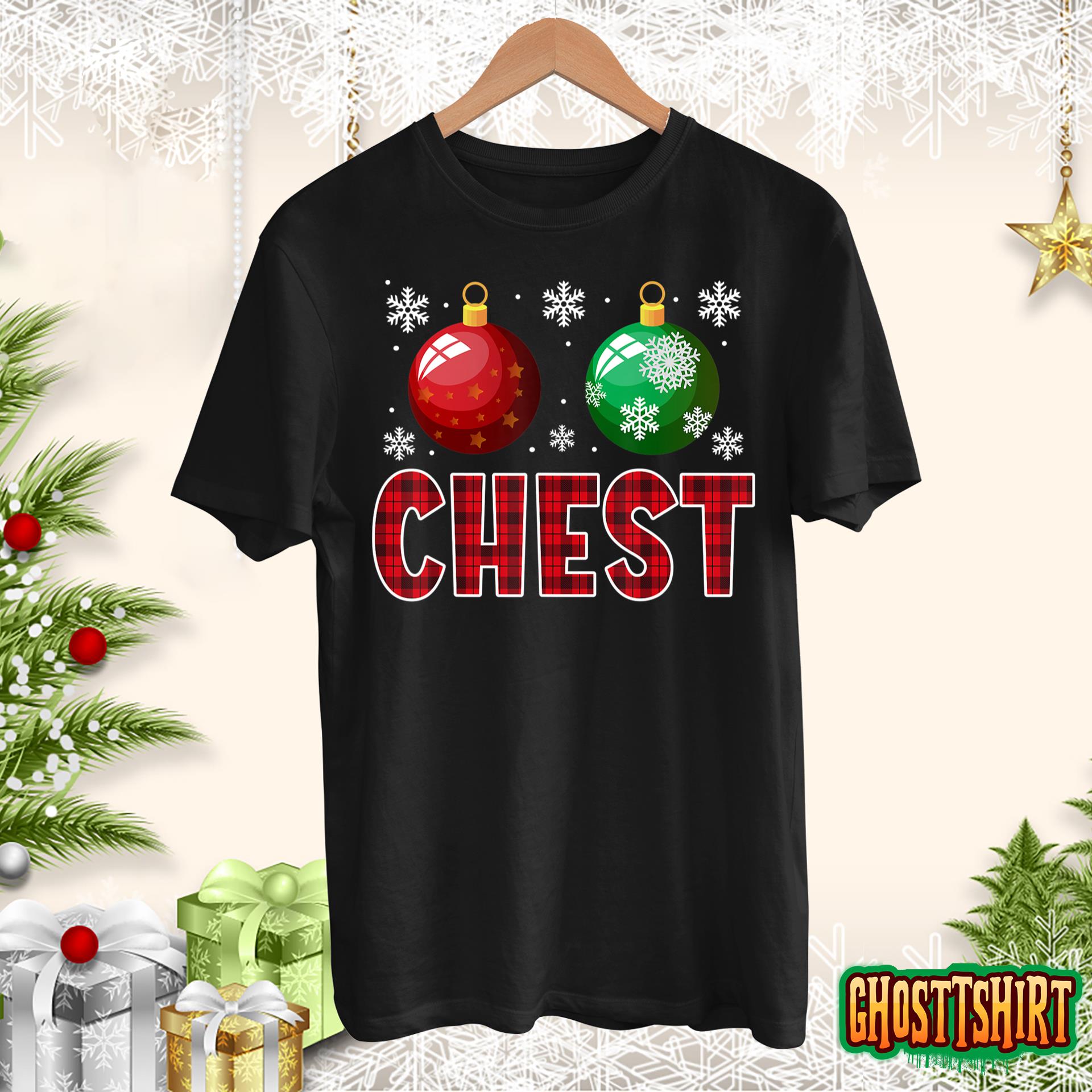 Chest Nuts Matching Chestnuts Funny Christmas Couples Chest T-Shirt