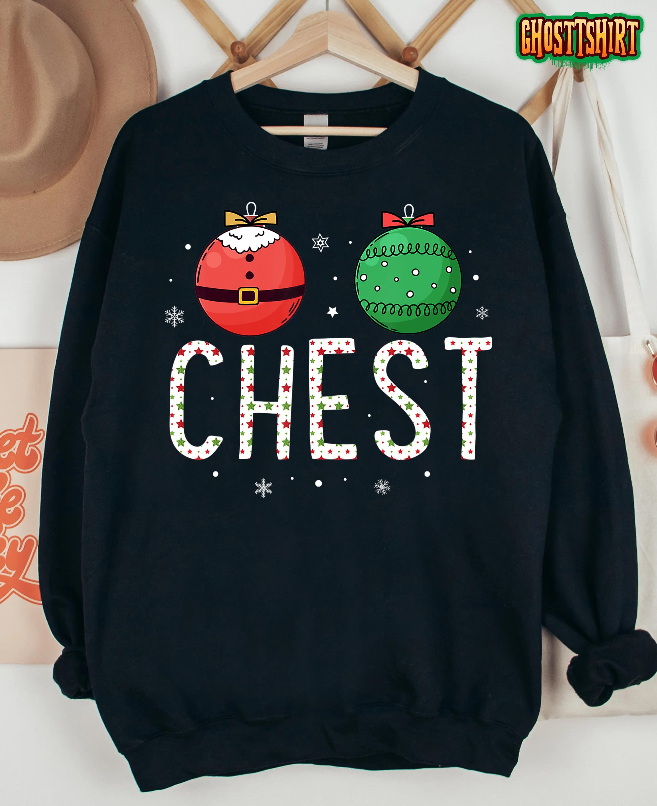 Chest Nuts Matching Funny Christmas Couples Chestnuts Chest T-Shirt