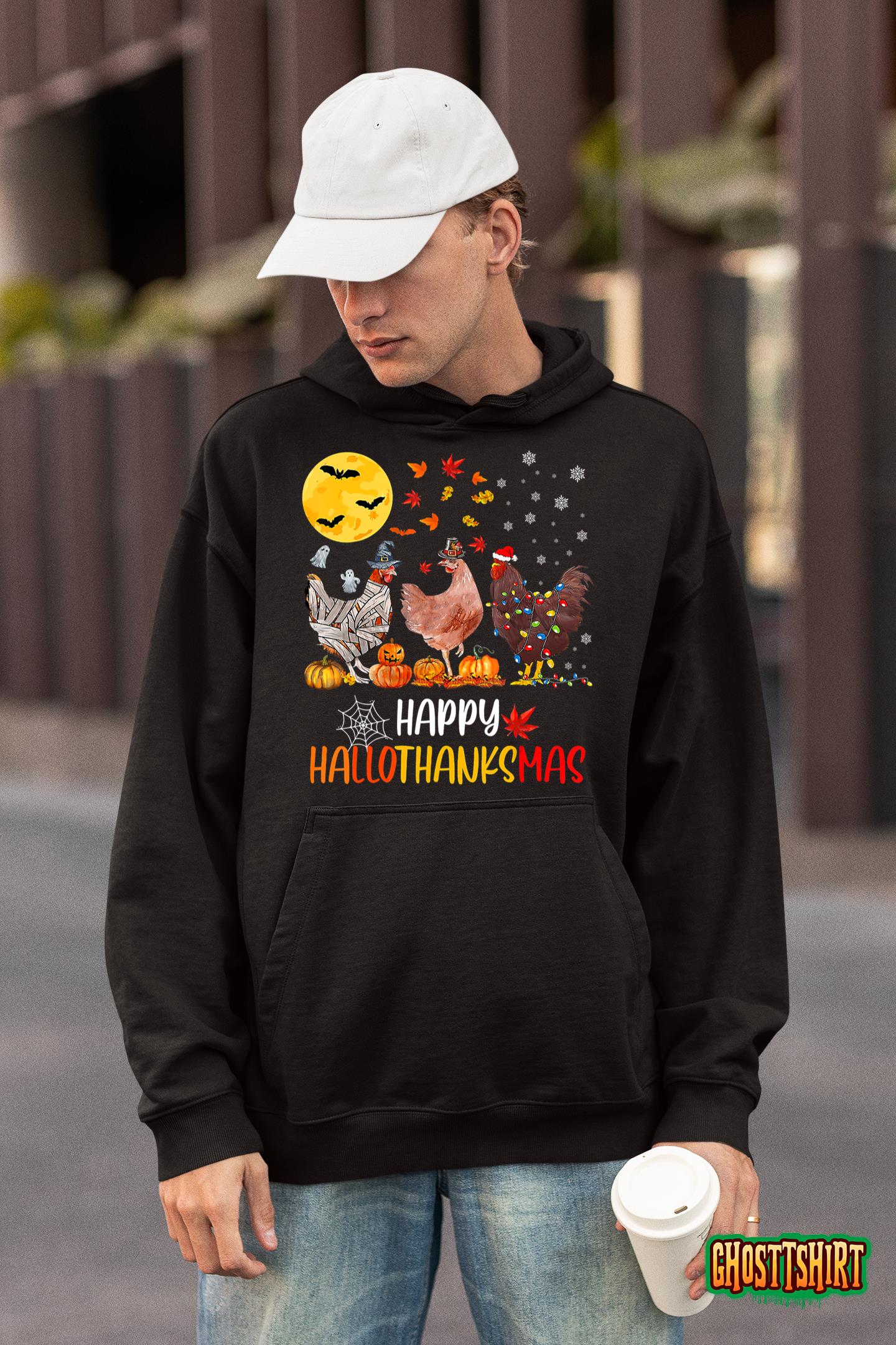 Chicken Halloween Happy HalloThanksMas Autumn Thanksgiving T-Shirt