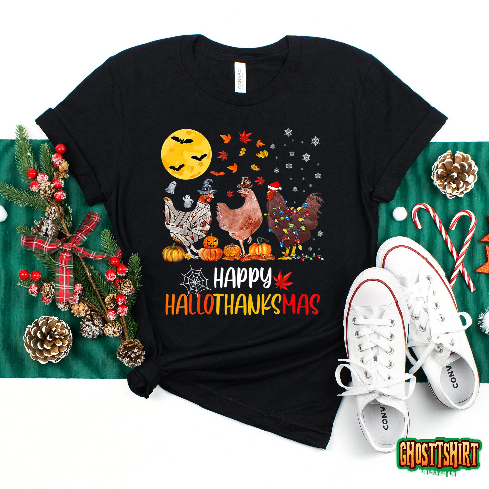 Chicken Halloween Happy HalloThanksMas Autumn Thanksgiving T-Shirt