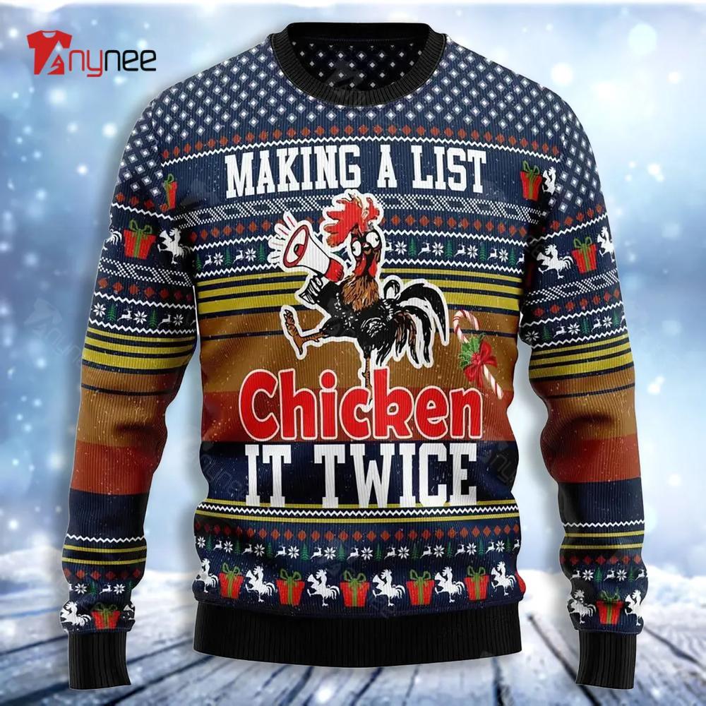 Chicken It Twice Ugly Christmas Sweater- Best Christmas Gifts 2023