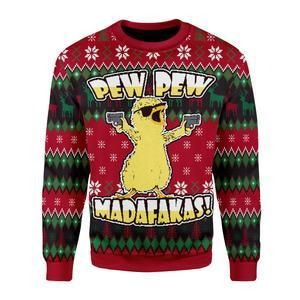 Chicken Pew Pew Madafakas Funny Chicken Gangster Meme Ugly Christmas Sweater | For Men & Women | Adult | US3846- Best Christmas Gifts 2023