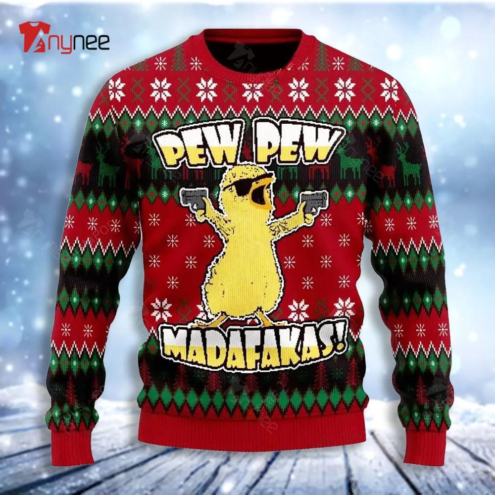 Chicken Pew Pew Ugly Christmas Sweater- Best Christmas Gifts 2023