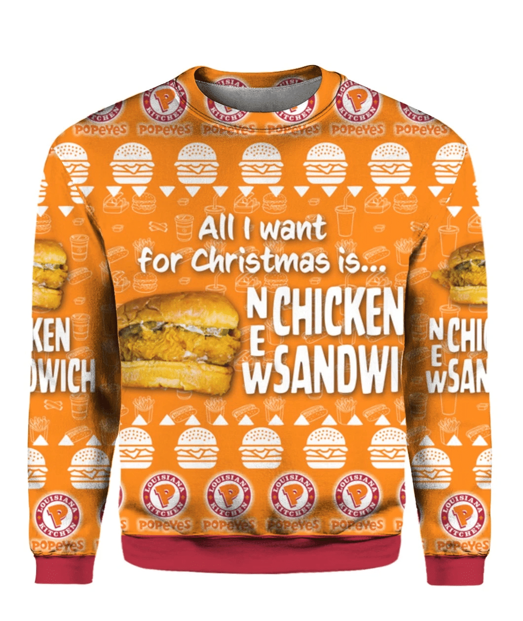 Chicken Sandwich Ugly Christmas Sweater | For Men & Women | Adult | US1973- Best Christmas Gifts 2023