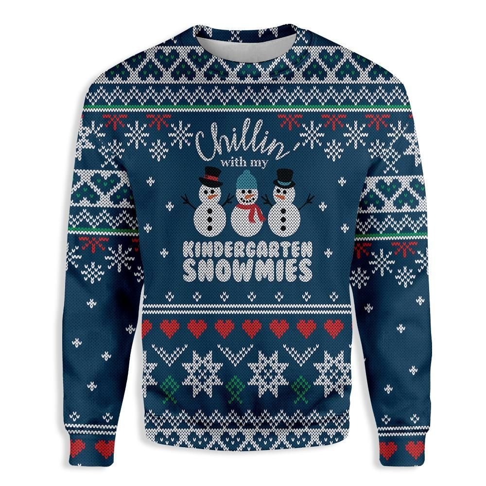 Chillin’ With My Kindergarten Snowmies Teacher Ugly Christmas Sweater | For Men & Women | Adult | US3163- Best Christmas Gifts 2023