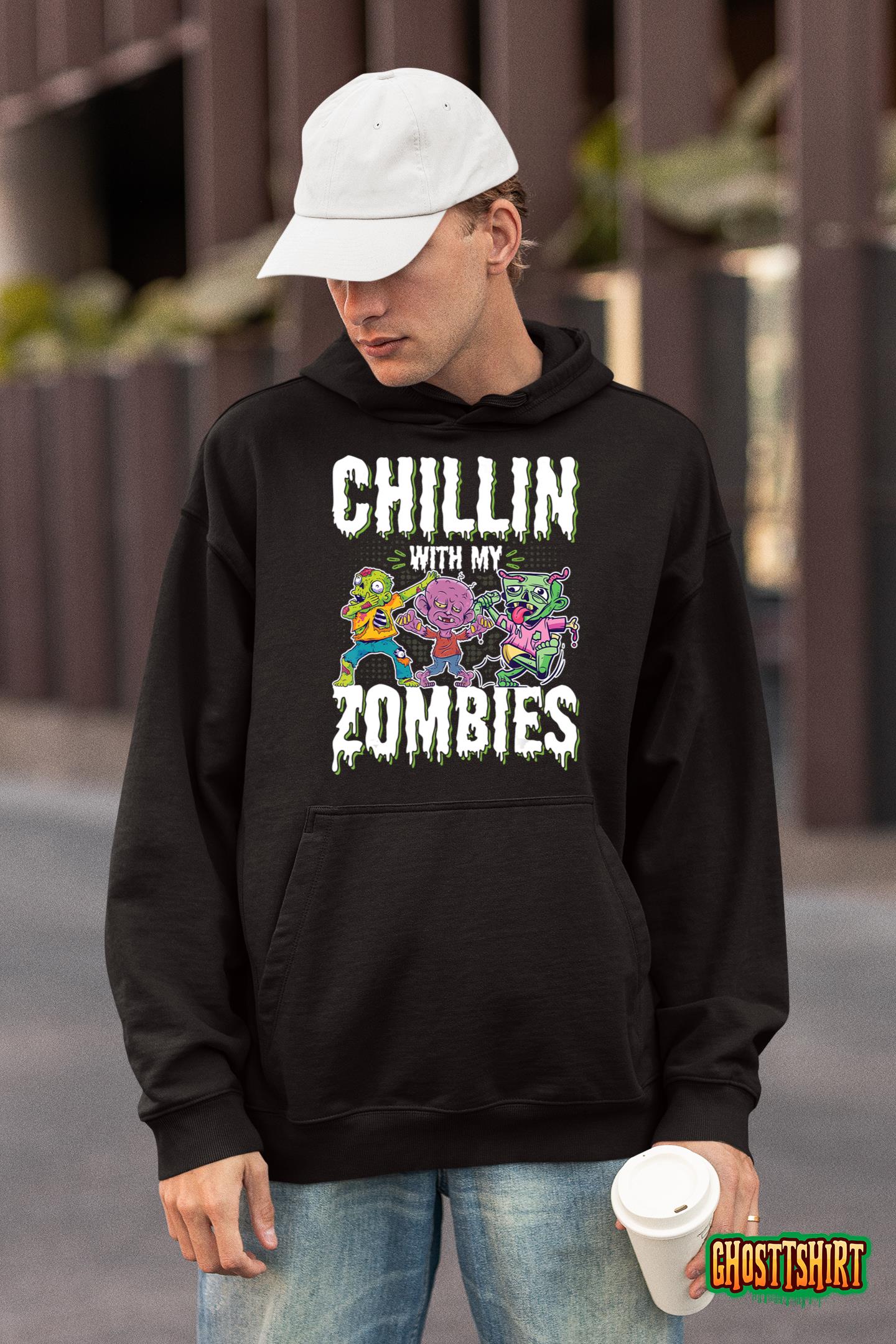 Chillin With My Zombies, Funny Halloween Boys Kids T-Shirt Chillin With My Zombies, Funny Halloween Boys Kids T-Shirt