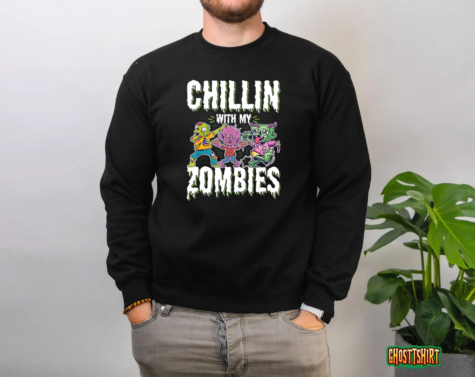 Chillin With My Zombies, Funny Halloween Boys Kids T-Shirt Chillin With My Zombies, Funny Halloween Boys Kids T-Shirt