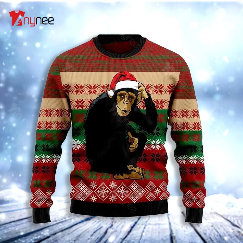 Chimpanzee Christmas Ugly Christmas Sweater- Best Christmas Gifts 2023