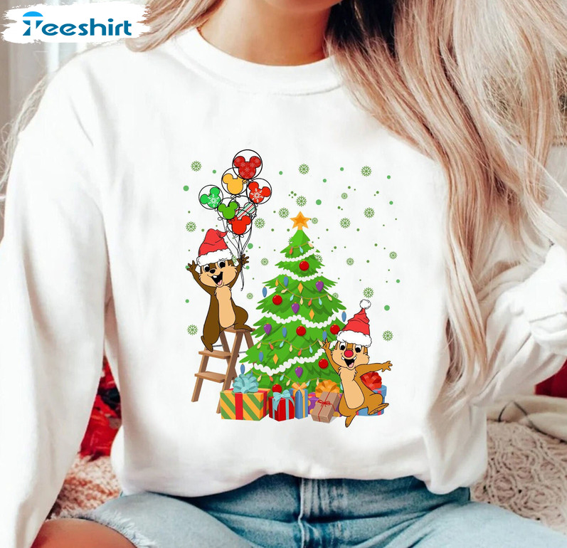 Chip And Dale Christmas Shirt, Merry Christmas Tree Short Sleeve Hoodie