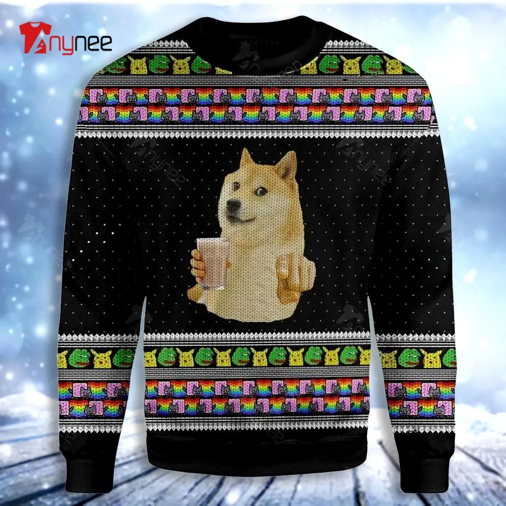 Choccy Milk Meme Doge Ugly Christmas Sweater- Best Christmas Gifts 2023