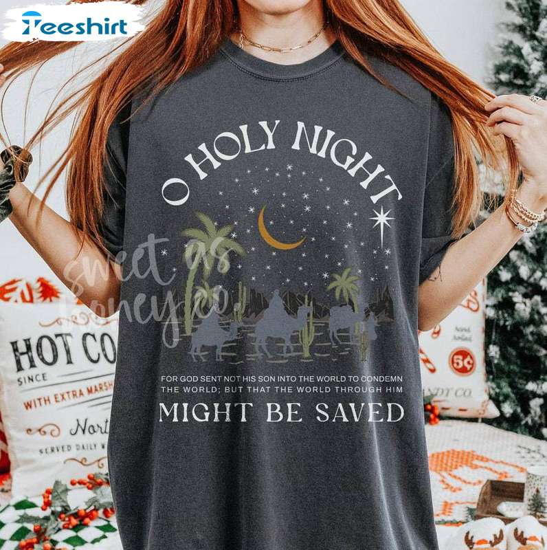 Christian Christmas Shirt, Oh Holy Night Christian Unisex Hoodie Crewneck