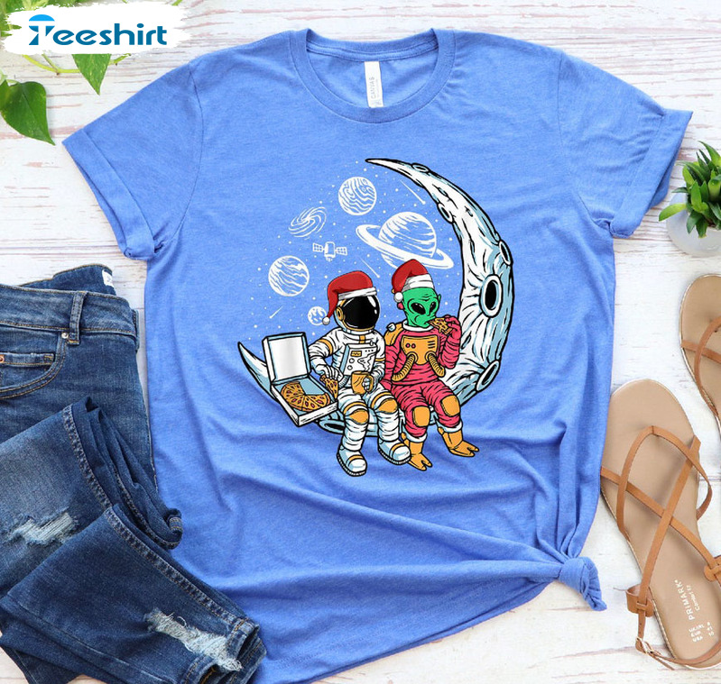 Christmas Alien Astronaut Shirt, Trending Short Sleeve Tee Tops