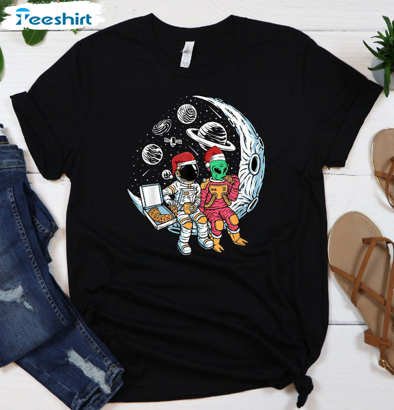 Christmas Alien Astronaut Shirt, Trending Short Sleeve Tee Tops