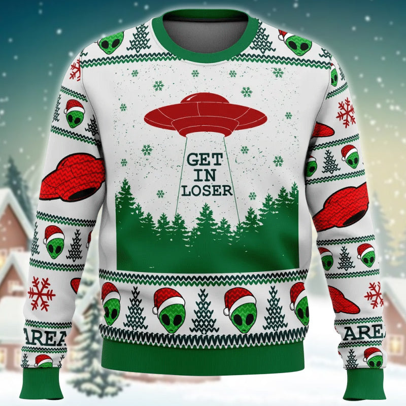 Christmas Alien Santa Get In Loser Ugly Sweater – Best Christmas Gifts 2023