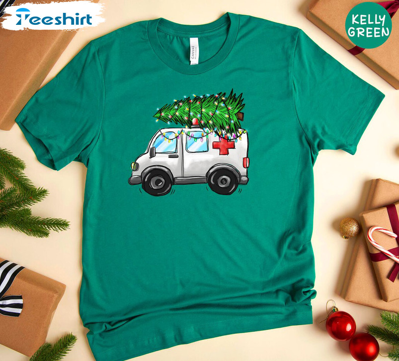 Christmas Ambulance Shirt, Christmas Ems Unisex Hoodie Tee Tops