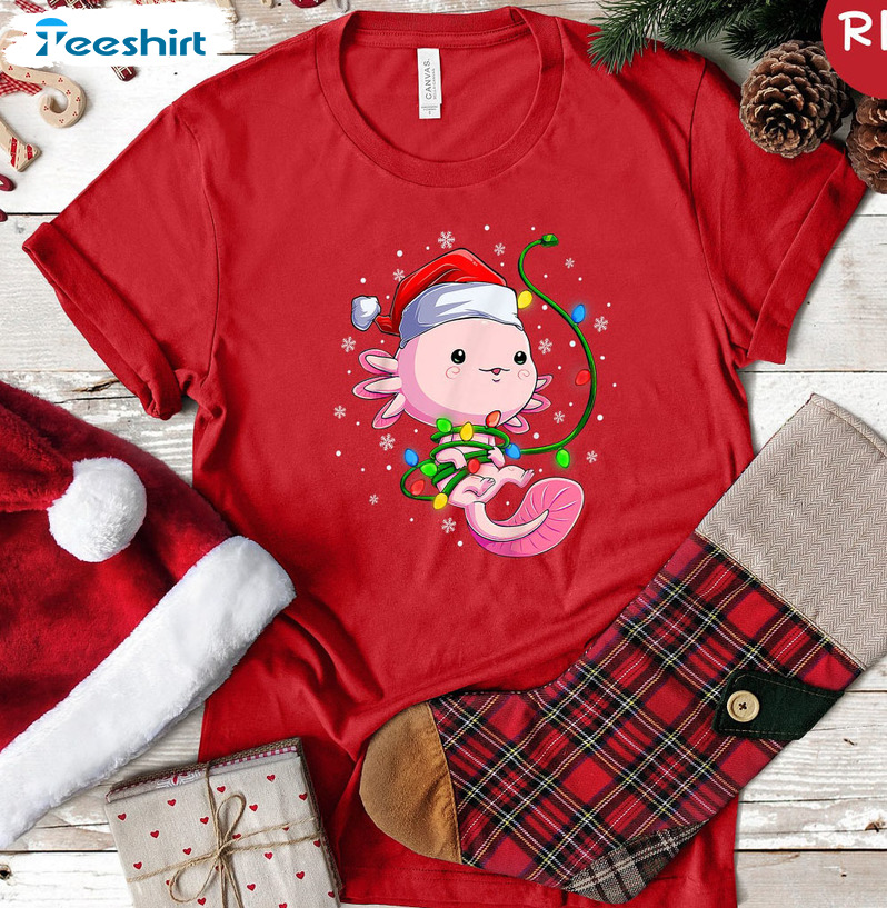 Christmas Axolotl Cute Shirt, Axolotl Lover Short Sleeve Tee Tops