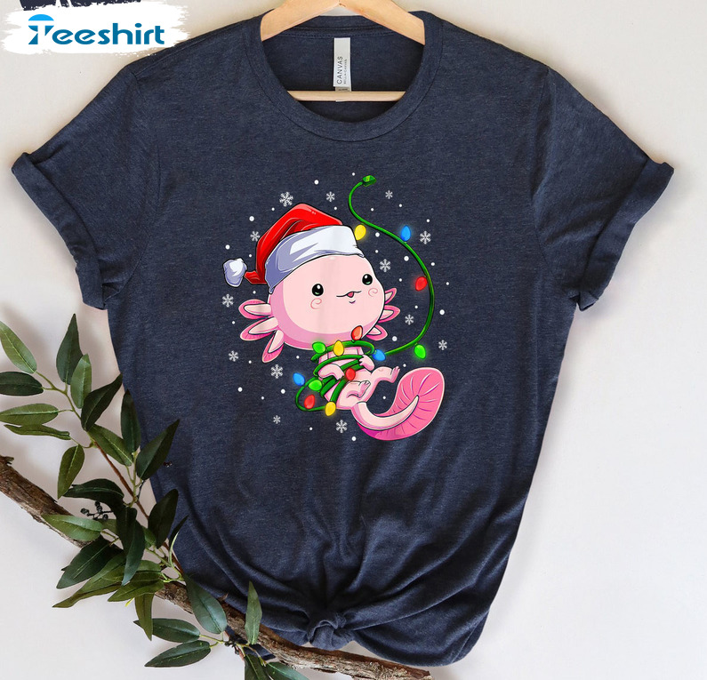 Christmas Axolotl Cute Shirt, Axolotl Lover Short Sleeve Tee Tops