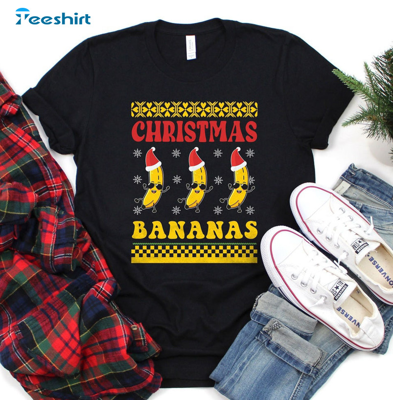 Christmas Bananas Shirt, All I Want For Christmas Is Bananas Long Sleeve Hoodie