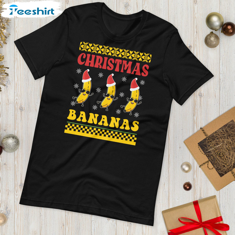 Christmas Bananas Shirt, All I Want For Christmas Is Bananas Long Sleeve Hoodie