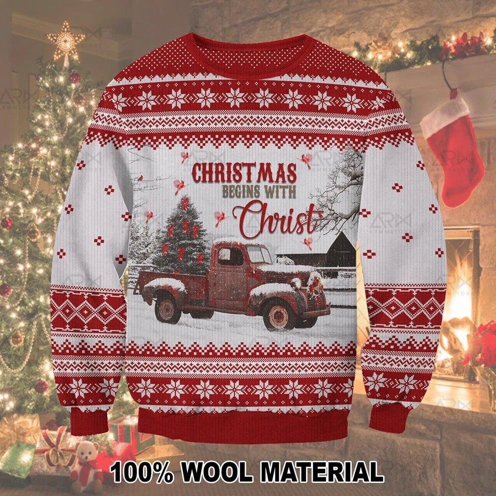 Christmas Begins With Christ Ugly Christmas Sweater | For Men & Women | Adult | US1323- Best Christmas Gifts 2023