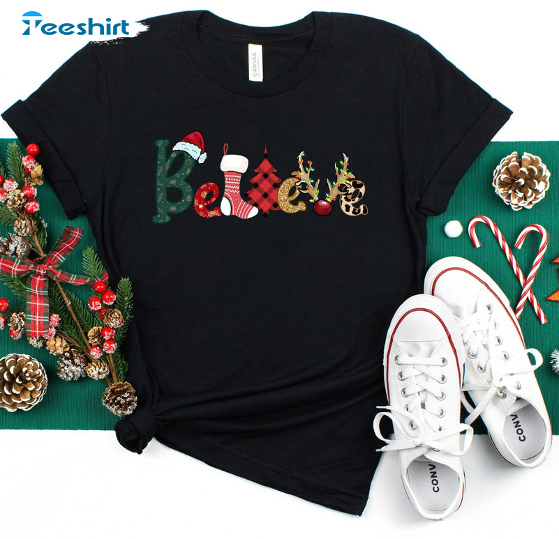 Christmas Believe Shirt – Christmas Holiday Matching Crewneck Tank Top For Family