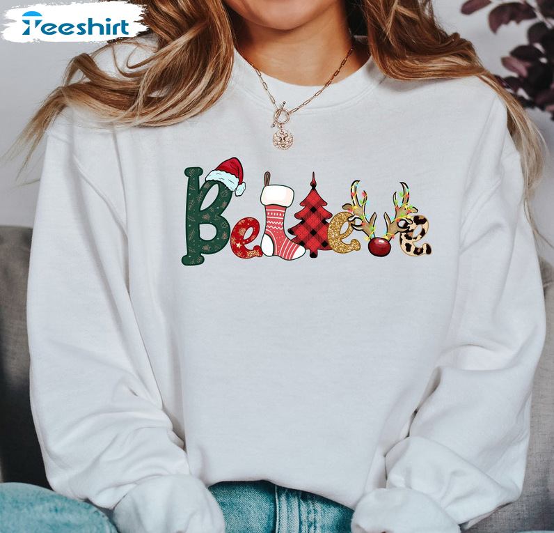 Christmas Believe Shirt – Christmas Holiday Matching Crewneck Tank Top For Family