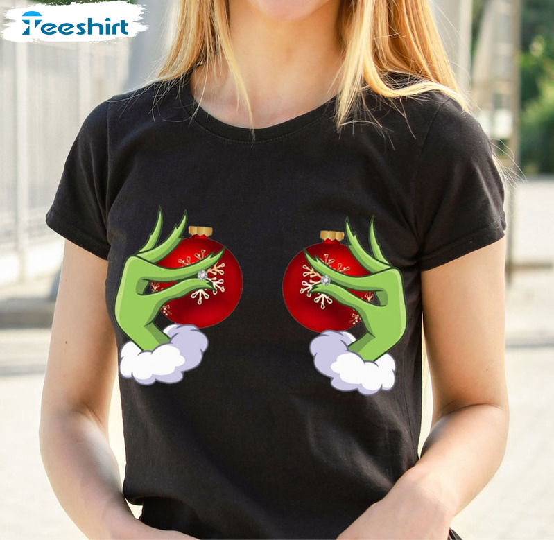 Christmas Boobies Shirt – Christmas Hand Boobs Long Sleeve Tee Tops