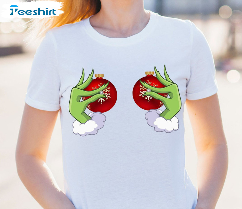 Christmas Boobies Shirt – Christmas Hand Boobs Long Sleeve Tee Tops