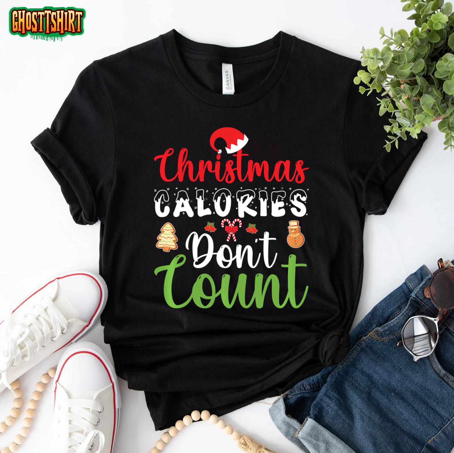 Christmas Calories Dont Count Xmas Food Santa Family Holiday T-Shirt