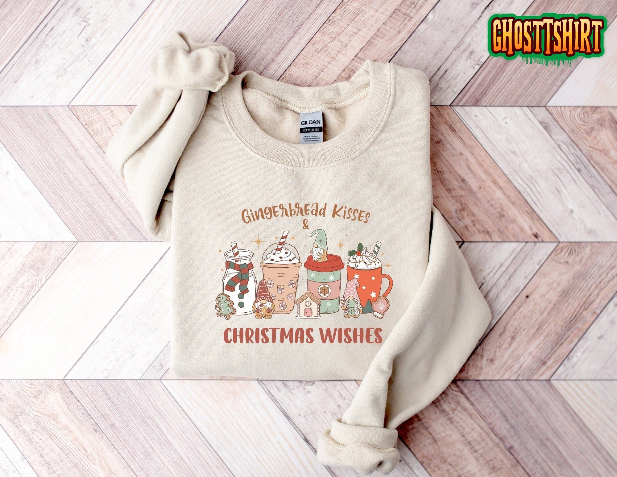 Christmas Coffee Gingerbread Kisses Christmas Wishes Sweatshirt