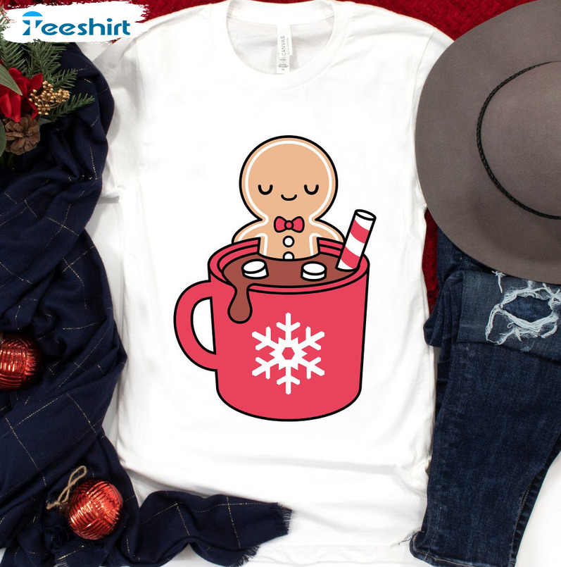 Christmas Coffee Gingerbread Man Shirt, Coffee Lover Xmas Tee Tops Unisex Hoodie