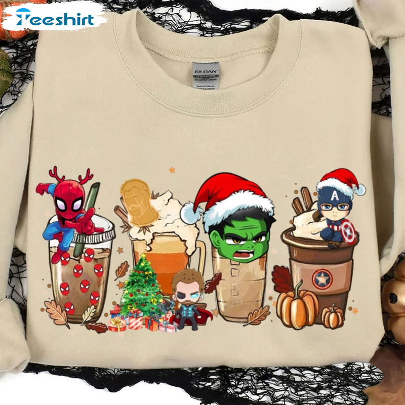 Christmas Coffee Shirt – Marvel Avengers Coffee Christmas Crewneck Sweater