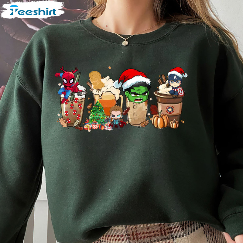 Christmas Coffee Shirt – Marvel Avengers Coffee Christmas Crewneck Sweater