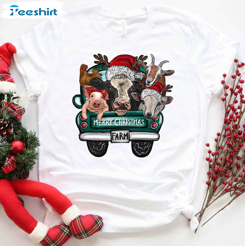 Christmas Cow Shirt – Farm Animals Christmas Sweatshirt Long Sleeve