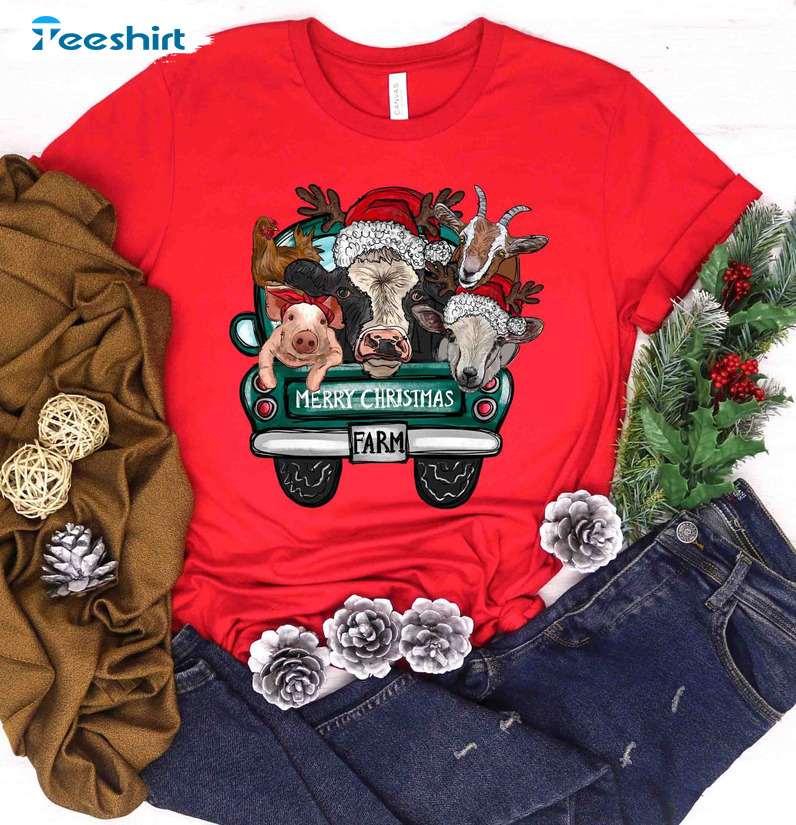 Christmas Cow Shirt – Farm Animals Christmas Sweatshirt Long Sleeve