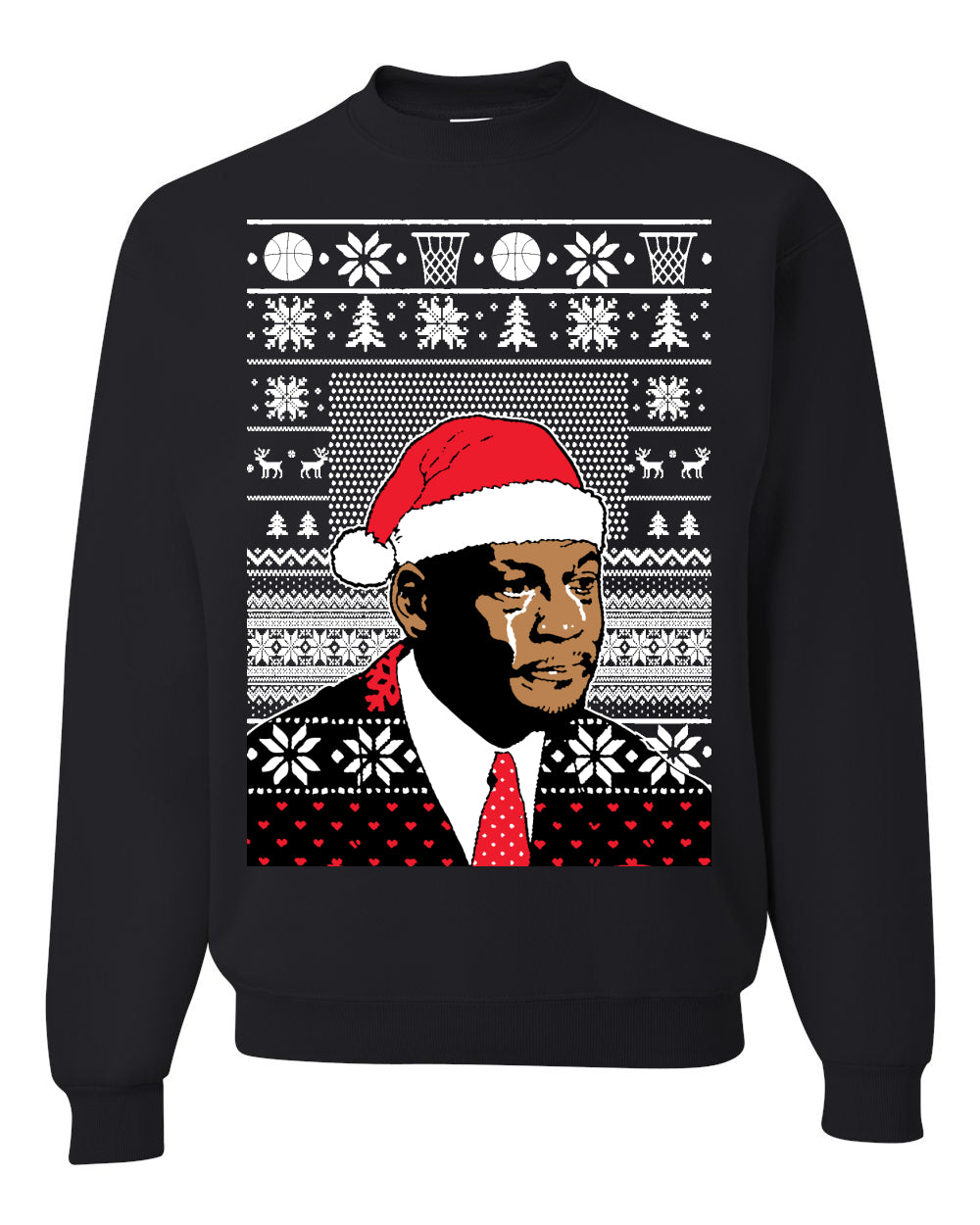 Christmas Crying Jordan Ugly Christmas Sweater Unisex Crewneck Graphic Sweatshirt- Best Christmas Gifts 2023