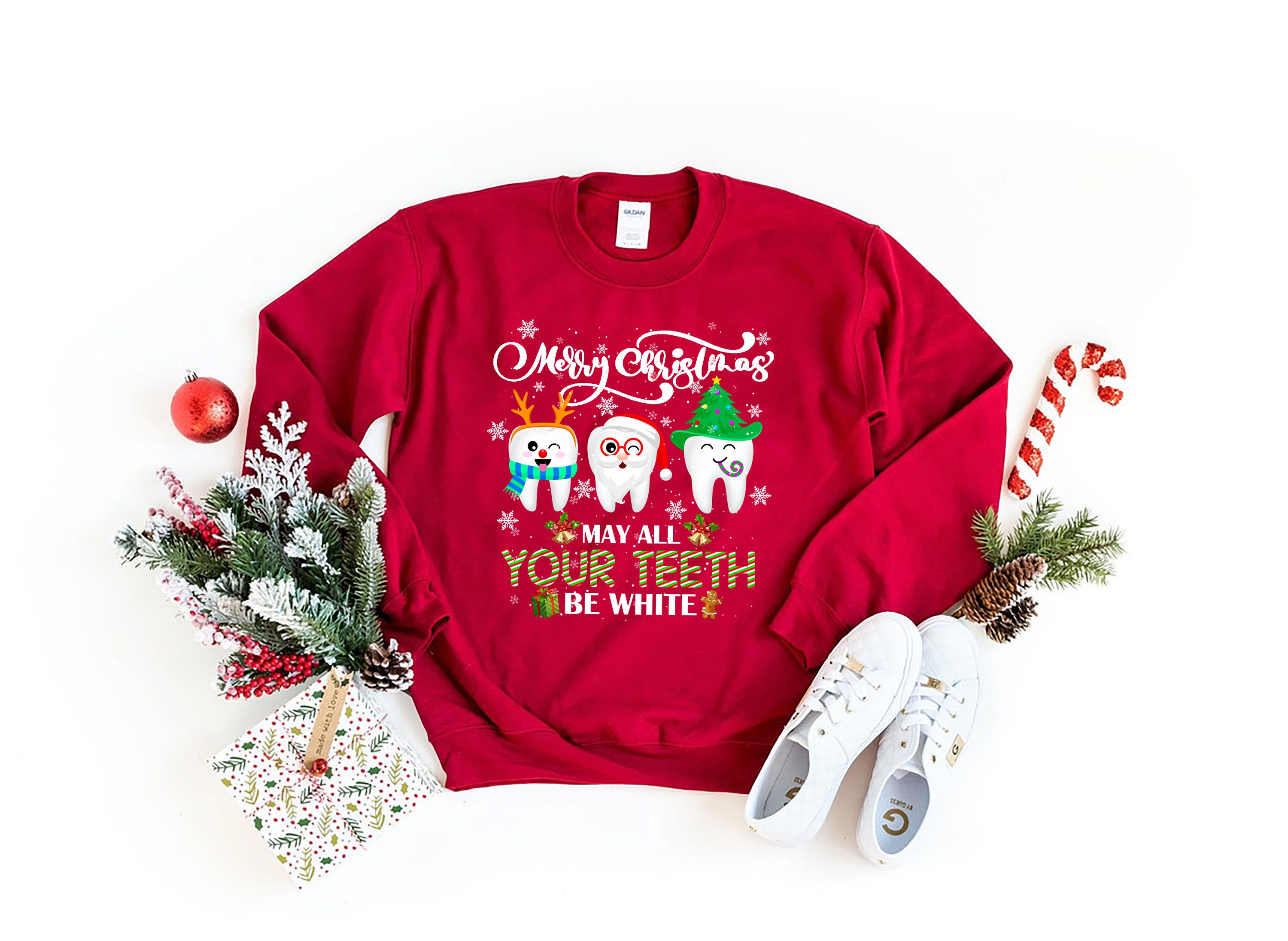 Christmas Dentist May All Your Teeth Be White Sweatshirt