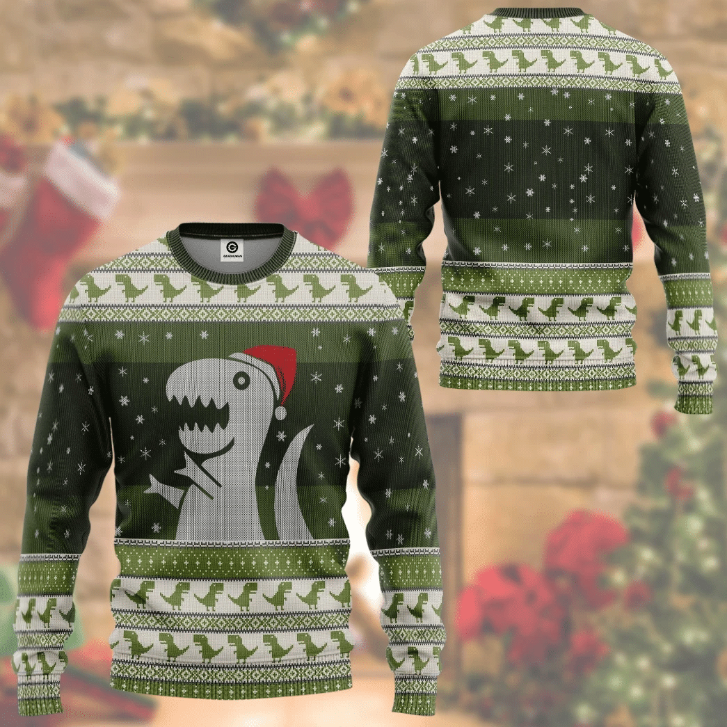 Christmas Dino Ugly Christmas Sweater | For Men & Women | Adult | US3231- Best Christmas Gifts 2023