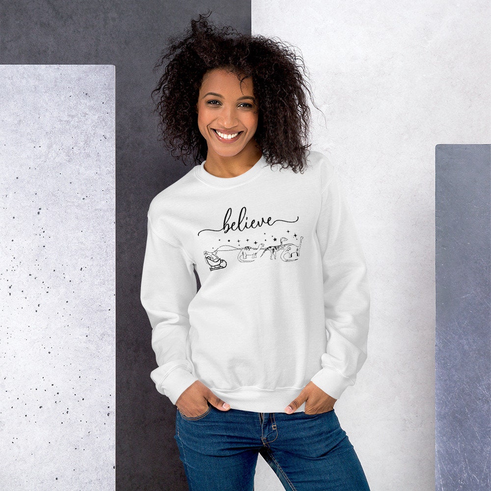 Christmas Dinosaur Believe Sweatshirt