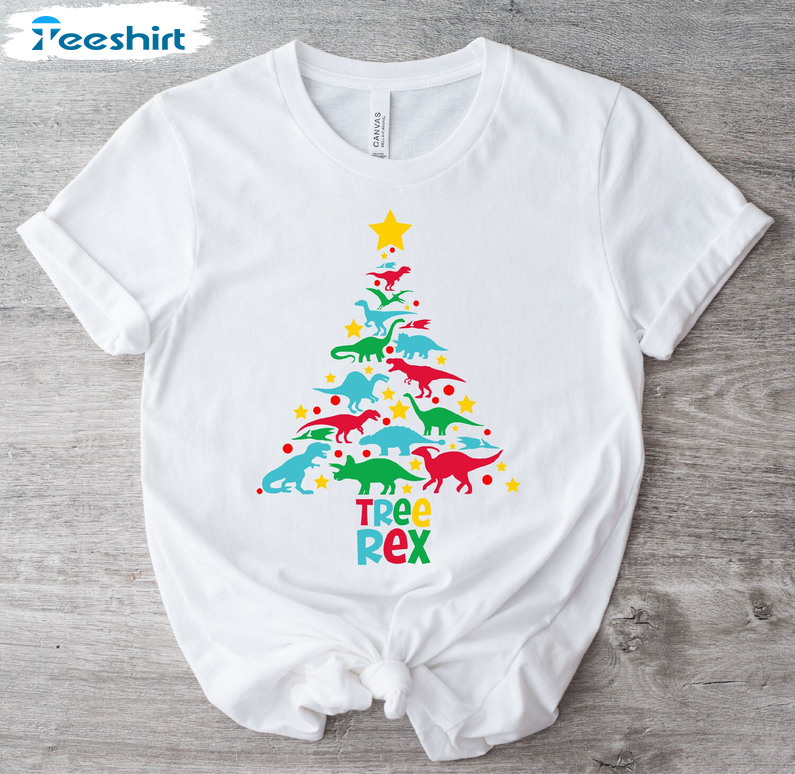 Christmas Dinosaur Shirt – Cute Dino Christnas Tree Unisex T-shirt Sweater