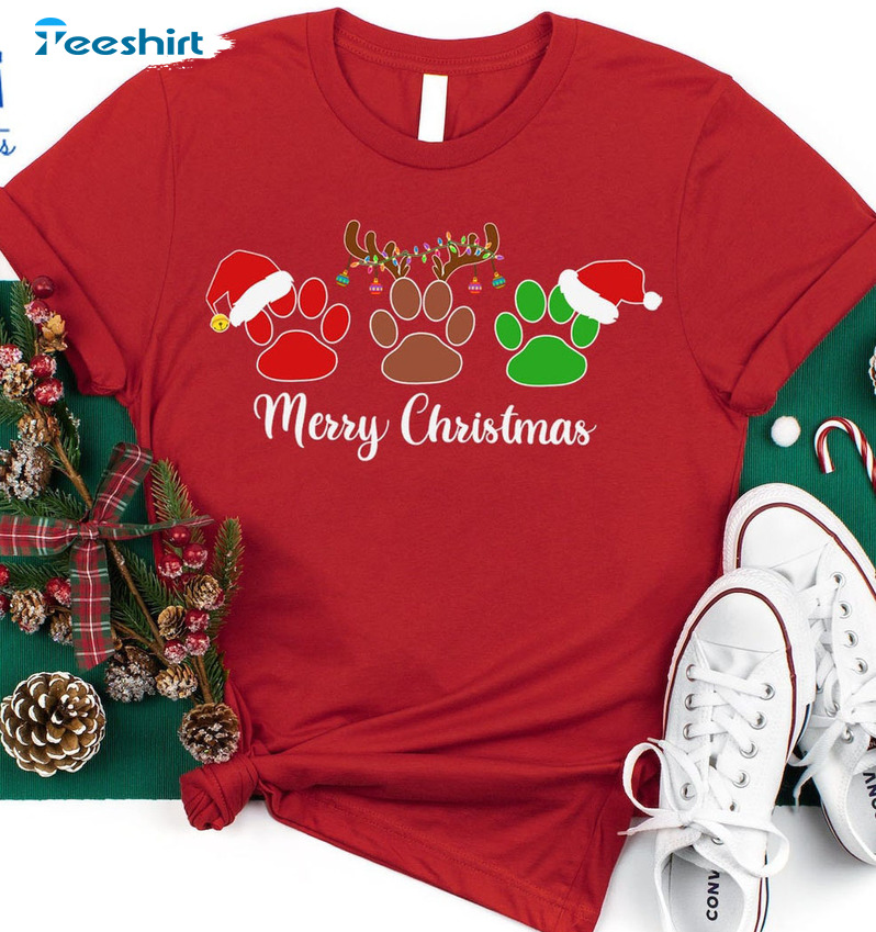 Christmas Dog Paws Shirt – Merry Christmas Crewneck Unisex Hoodie