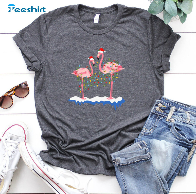 Christmas Flamingo Shirt Women’s, Gift For Her Flamingo Sweatshirt Hoodie Long Sleeve T-Shirt