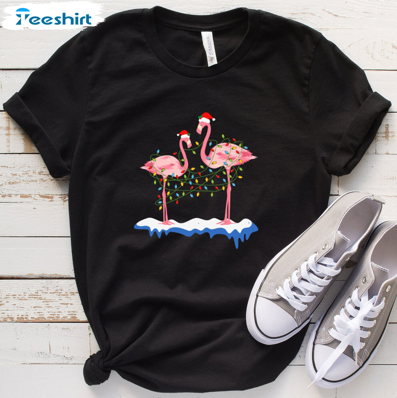 Christmas Flamingo Shirt Women’s, Gift For Her Flamingo Sweatshirt Hoodie Long Sleeve T-Shirt