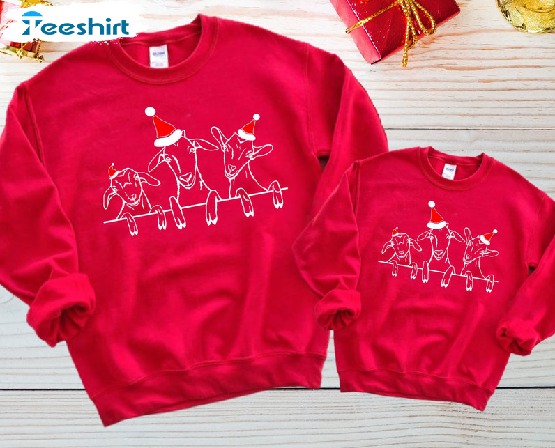 Christmas Goat Shirt – Girl Famer Tee Tops Long Sleeve