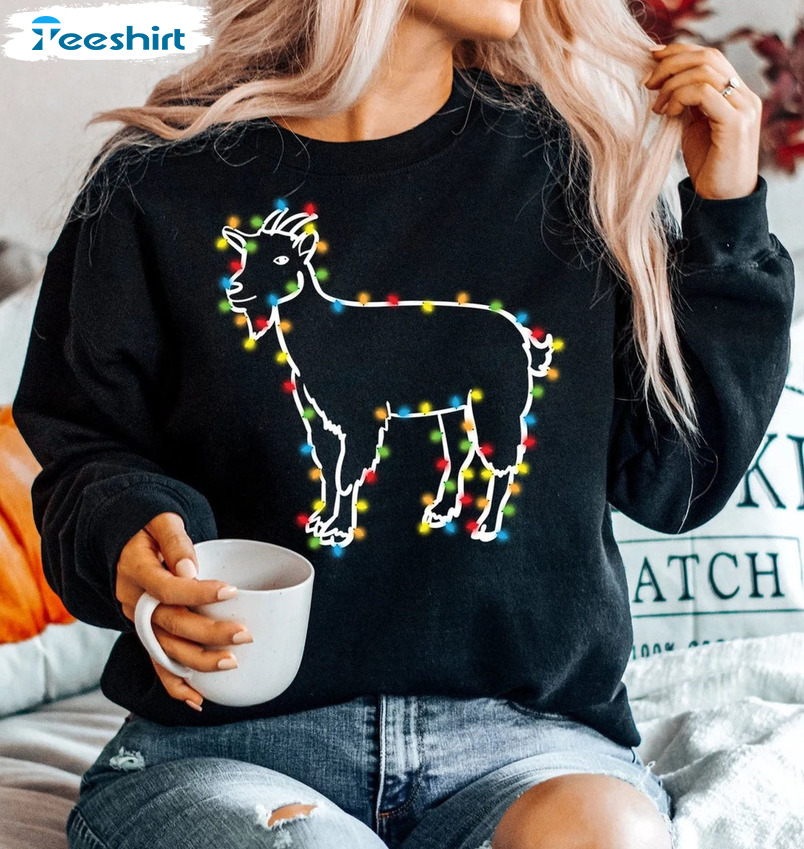 Christmas Goat Shirt – Goat Lights Short Sleeve Unisex T-shirt